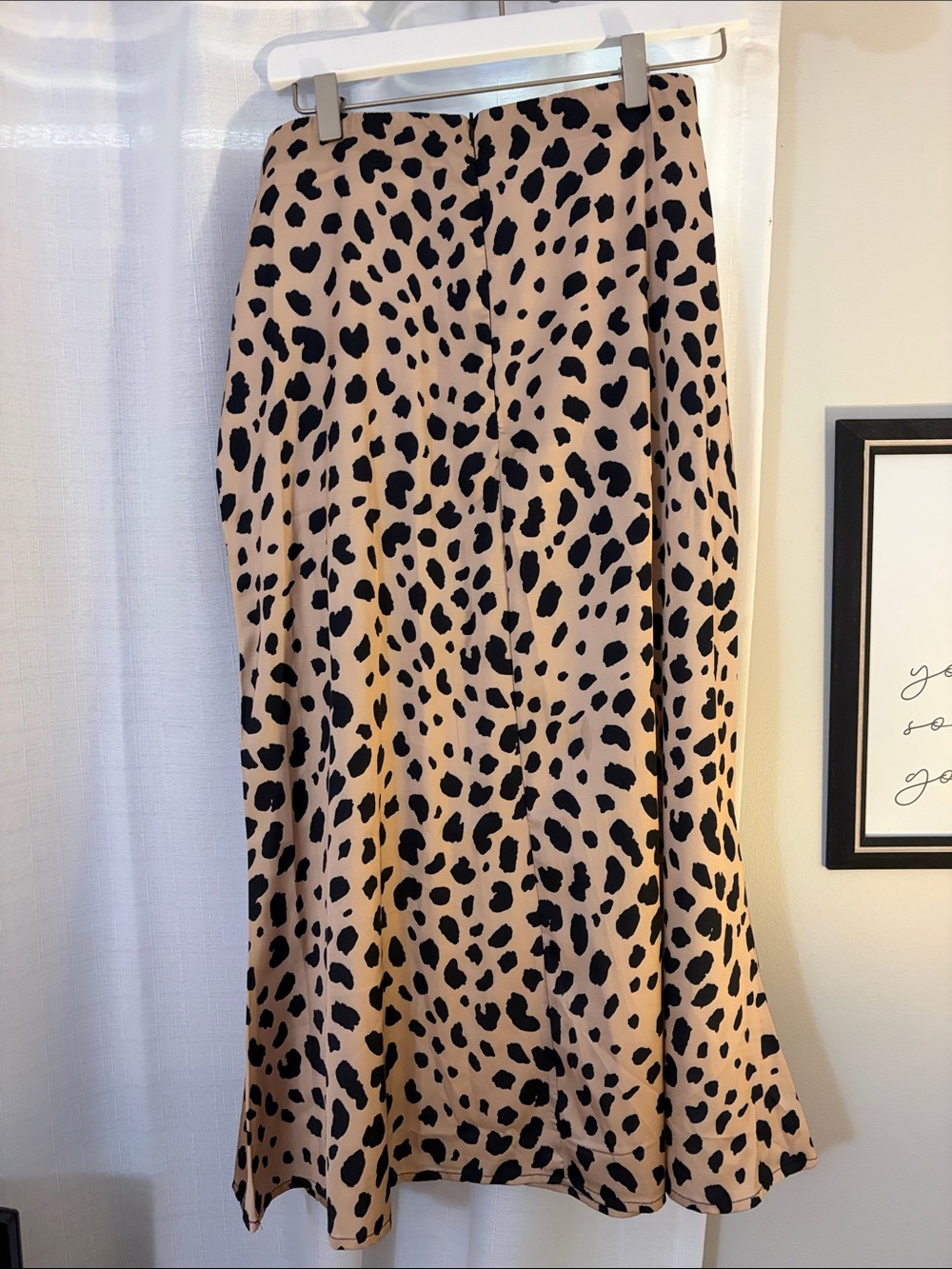 Leopard Print Silky Maxi Skirt in Beige & Black - Picture 2 of 3